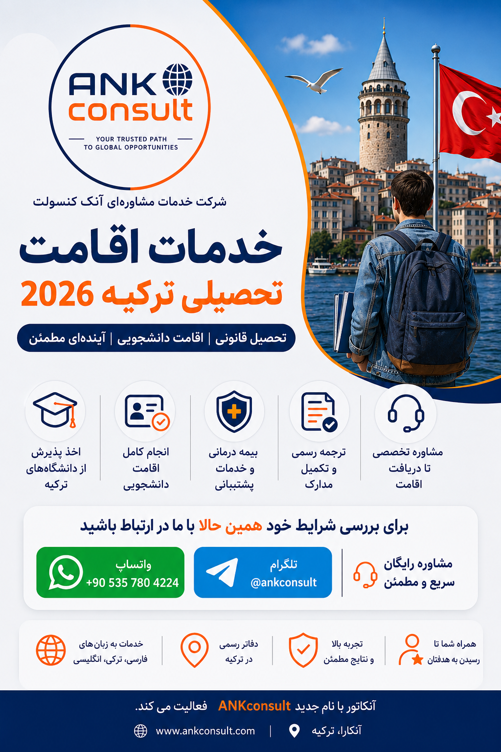 خدمات اقامت تحصیلی ترکیه ۲۰۲۶ توسط آنک کانسلت