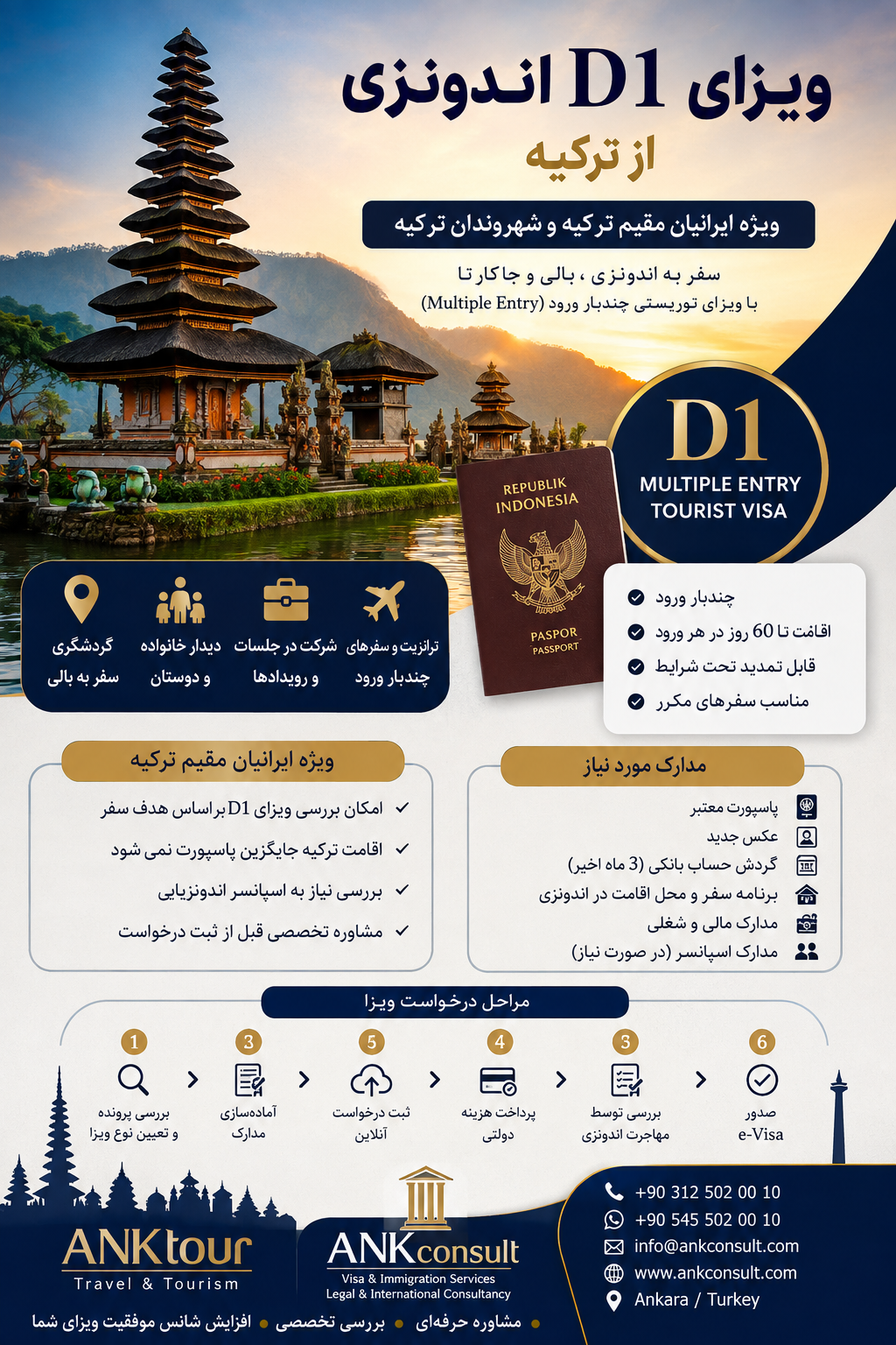 ویزای D1 اندونزی از ترکیه برای ایرانیان مقیم ترکیه و شهروندان ترکیه